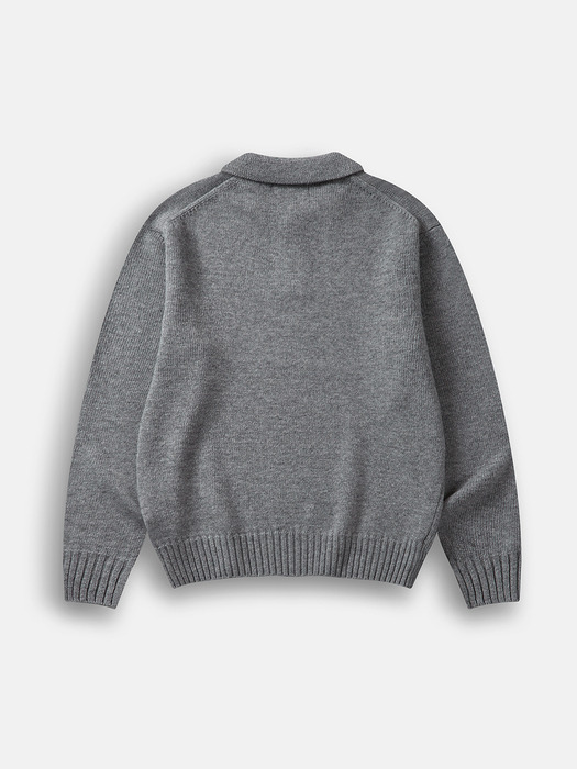 Park Collar Knit Sweater (Gray)