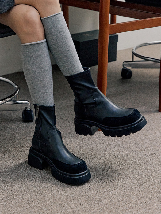 Span Chunky Platform Ankle Boots_2 Colors