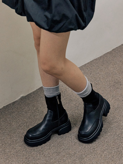 Span Chunky Platform Ankle Boots_2 Colors