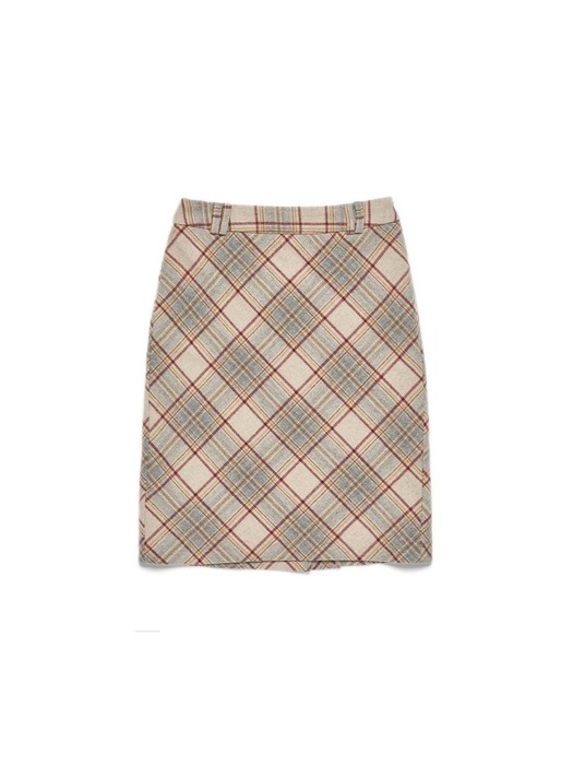 lotsyou_Nostalgia Check Skirt Beige