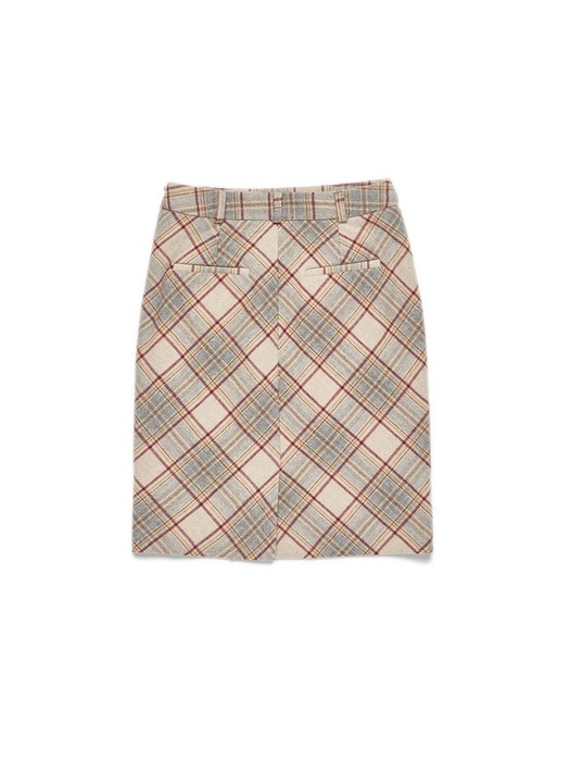 lotsyou_Nostalgia Check Skirt Beige