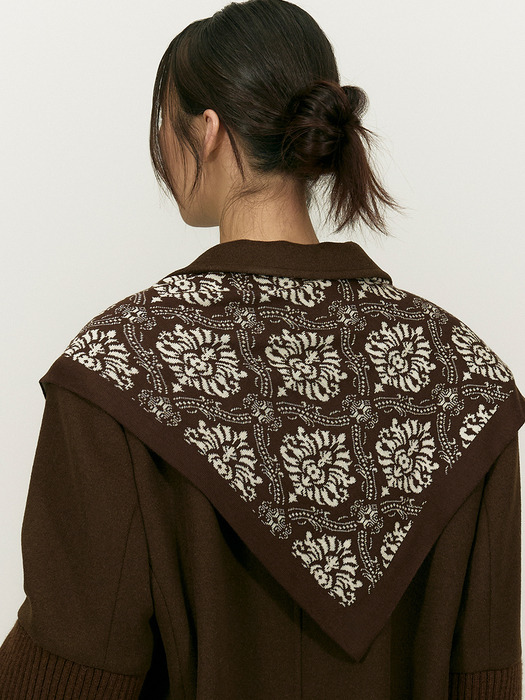 TWO WAY JACQUARD CAPE KNIT [BROWN]