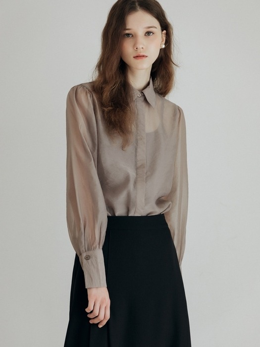 24fw_see-through blouse (sleeveless top set) / brown grey