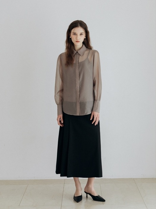 24fw_see-through blouse (sleeveless top set) / brown grey