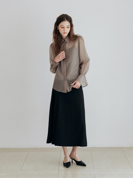 24fw_see-through blouse (sleeveless top set) / brown grey