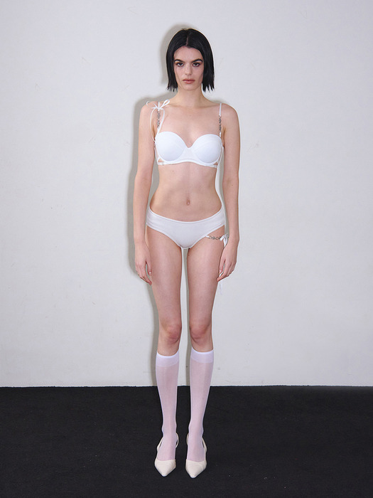 NEW 체인 리본 원사이드 로우 비키니팬티 (White)