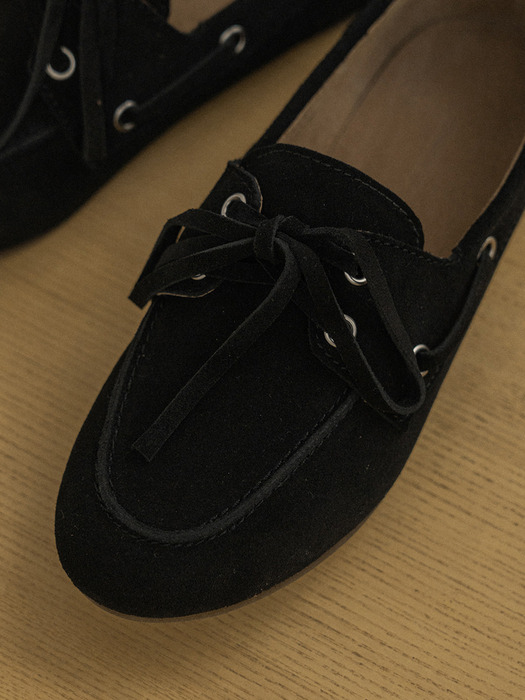 LACE UP SUEDE LOAFER_BLACK