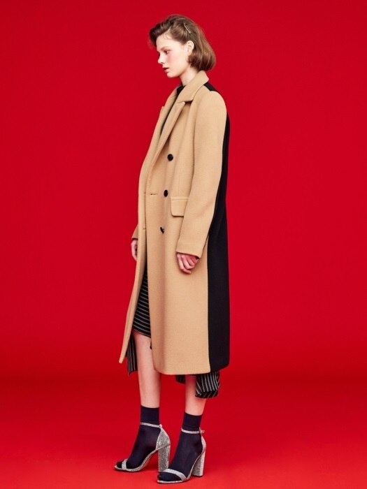 TWO-TONE TAILORED COAT_CAMEL/NAVY