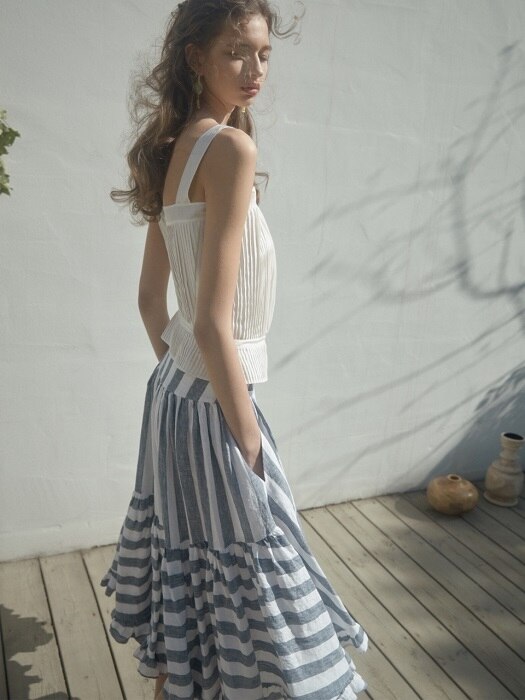 striped tiered linen skirt