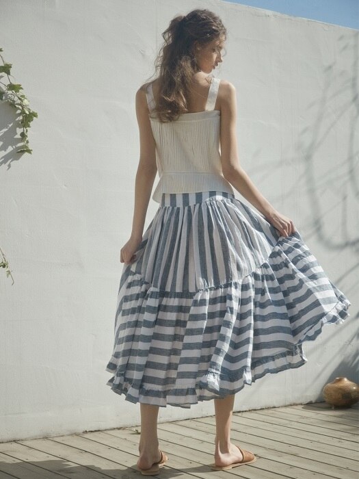 striped tiered linen skirt