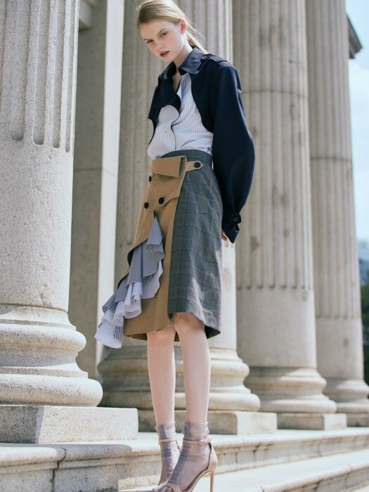 TRENCH RUFFLE SKIRT BEIGE