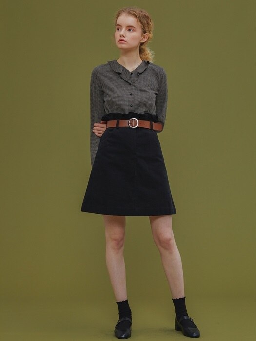 belted frill skirt_brown