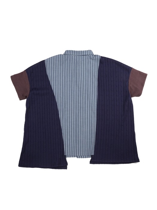 Oversized Tri Mixed Shirt [Navy]