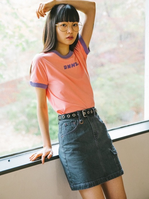 STITCH POINT CARGO DENIM SKIRT [BLACK]