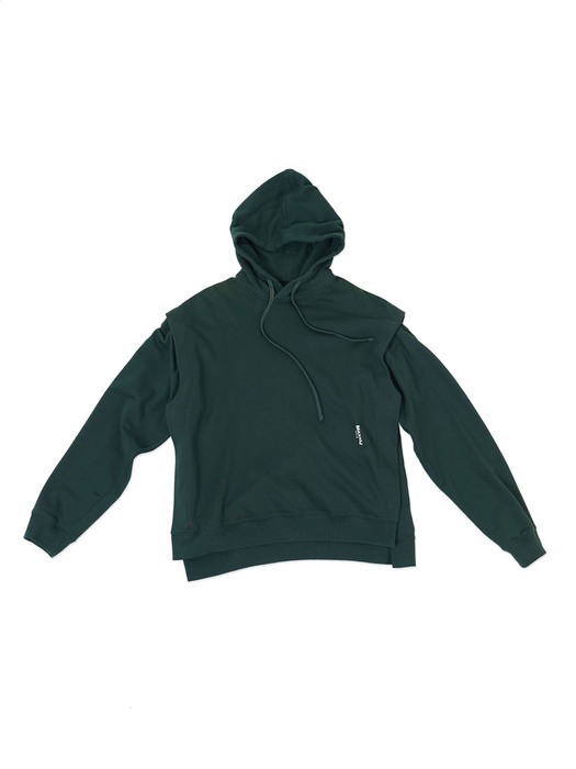 Detachable Sleeve Hoodie Sweatshirt Dark Green