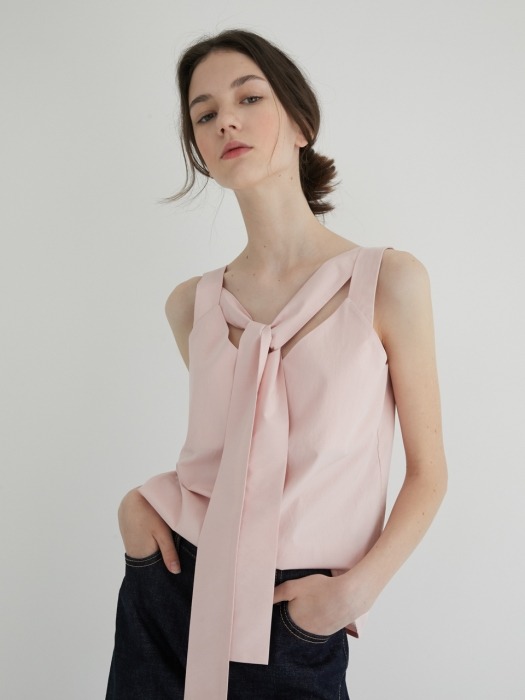 19 SUMMER_Pink Cotton Sleeveless Top