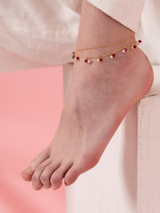 Rose Pearl Anklet Set