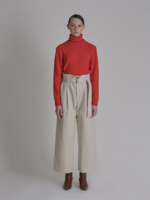 Corduroy Belted pants_Ivory