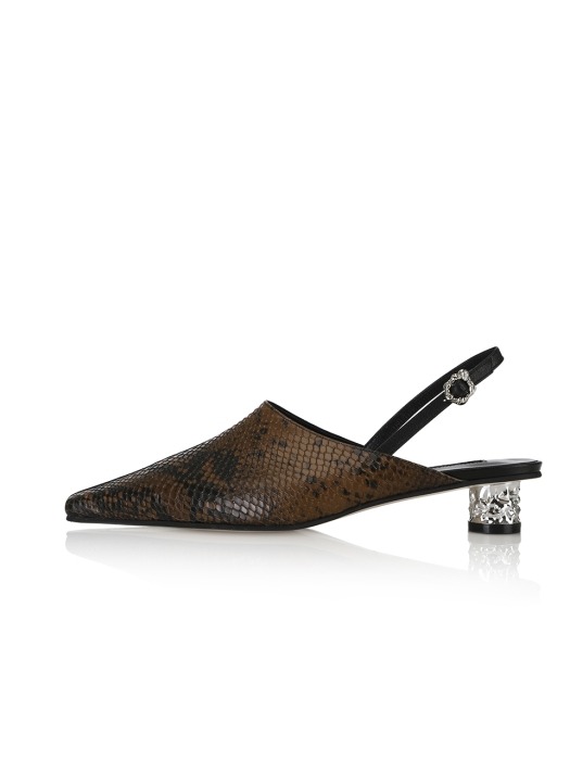 Corn sandals / 20RS-S419 Black+Brown python