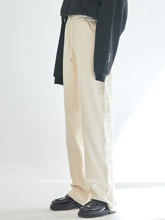  CREAM wide fit cotton pants(LB004)