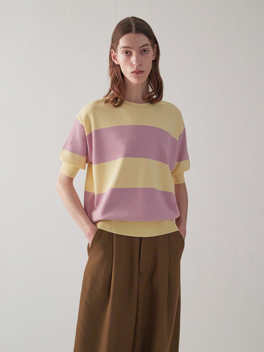 Stripe Half Sweater_Yellow