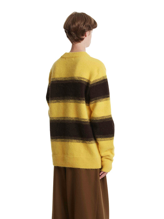 [리퍼브] Angora Stripe Knit Sweater_YELLOW/BROWN