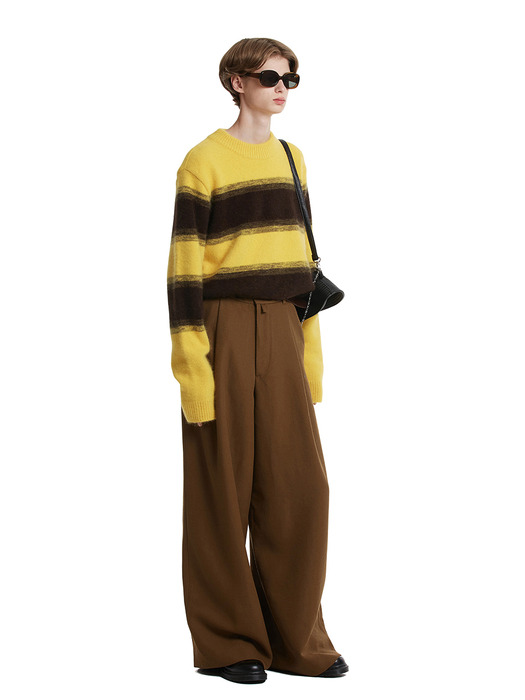 [리퍼브] Angora Stripe Knit Sweater_YELLOW/BROWN