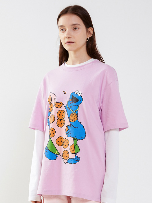 [SM20 SV X Sesame Street] Big Print T-Shirts(Lavender)