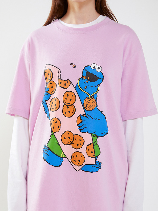 [SM20 SV X Sesame Street] Big Print T-Shirts(Lavender)