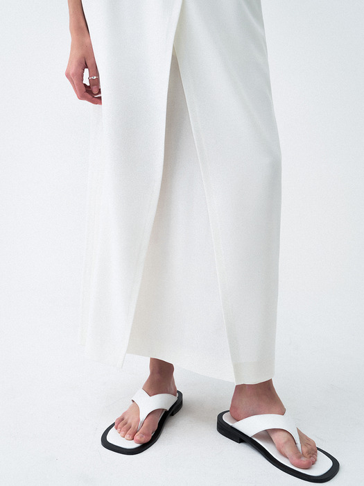 Wrap Pleats Long Skirt White