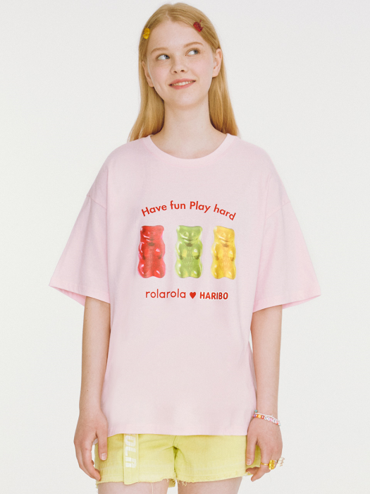 (TS-20335) ROLAROLA X HARIBO THREE JELLY T-SHIRT PINK