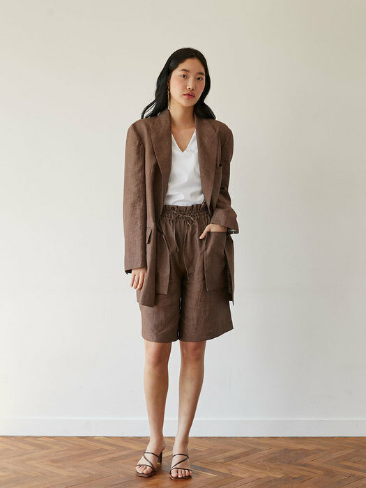 over-fit linen jacket (brown)