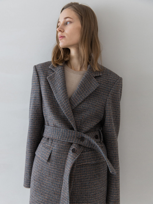 Button Detailed Check Wool Jacket
