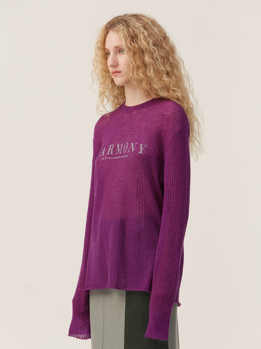 HARMONY SHEER KNIT TOP, PURPLE