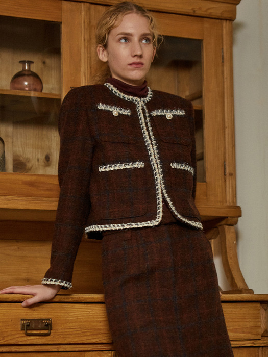 Wool Check Tweed Jacket_Autumn