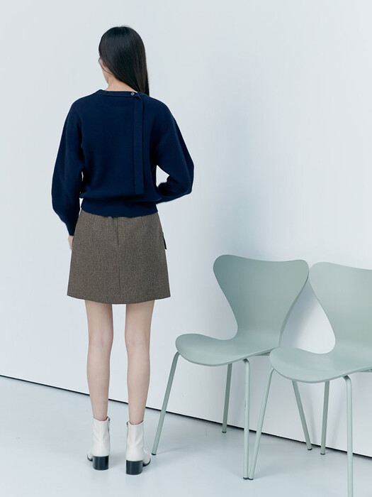 Button Detail Wrap Mini Skirt - Brown (KE0927M04D)