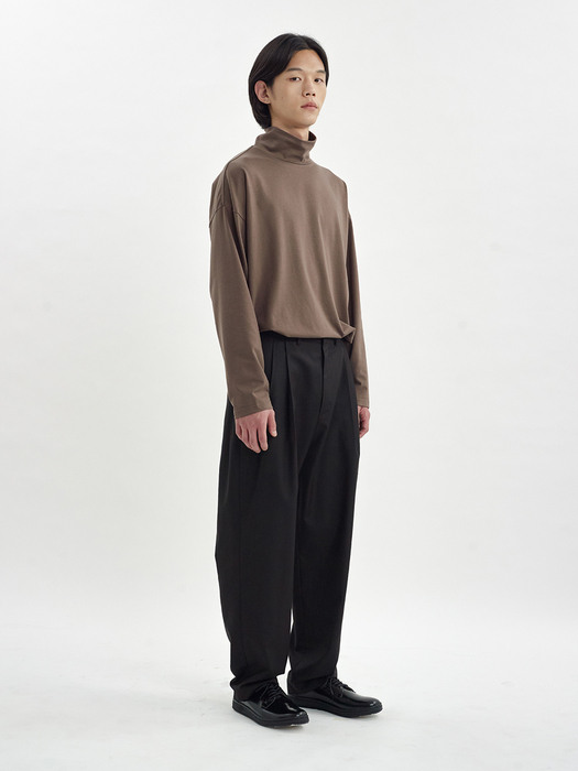 WIDE TWO TUCK SLACKS MEN JA [BLACK]