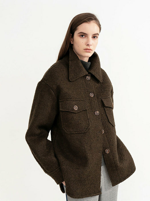 FANCY WOOL BONDING COAT (KHAKI)