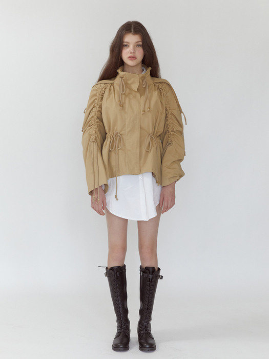 SHAR PEI SHORT TRENCH COAT - BEIGE