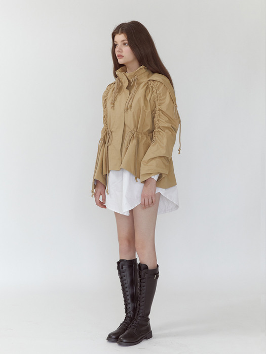 SHAR PEI SHORT TRENCH COAT - BEIGE