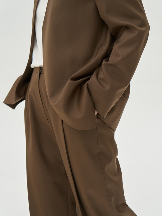 Collarless Jacket [Brown]