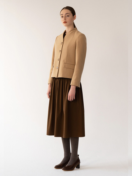 [FW20 ESSENTIAL] Collarless Jacket Pale-camel