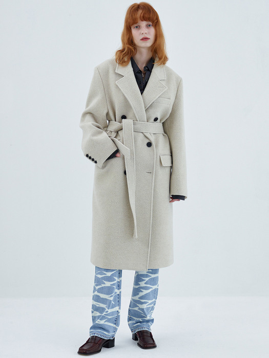 WINTER DOUBLE-BREASTED WOOL COAT, IVORY