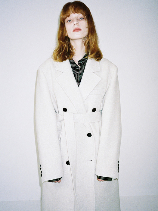 WINTER DOUBLE-BREASTED WOOL COAT, IVORY