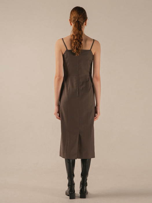 BOAT NECK WOOL DRESS (COCOA)