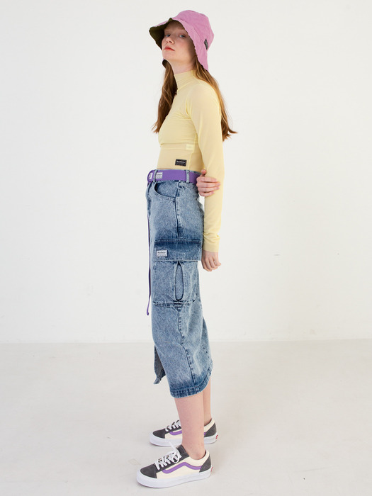 Pocket Denim Skirt [Ice Blue]