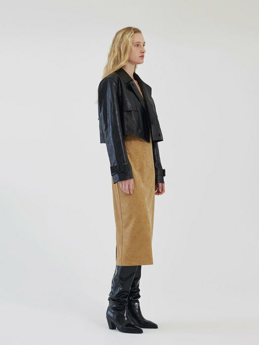 HALF CROP TRENCH COAT (black)