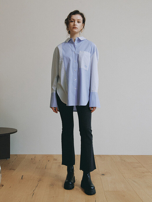 STRIPE OVERSIZE SHIRT_L/BLUE (EEOO1BLR01W)