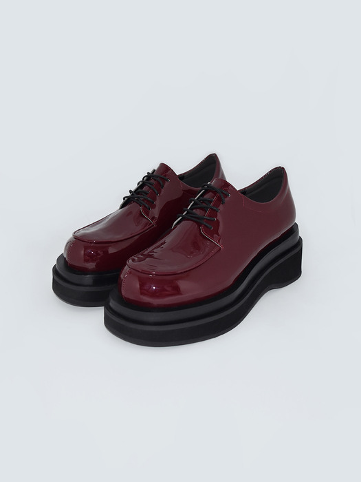 Round Toe Platform Oxford Shoes-Burgundy