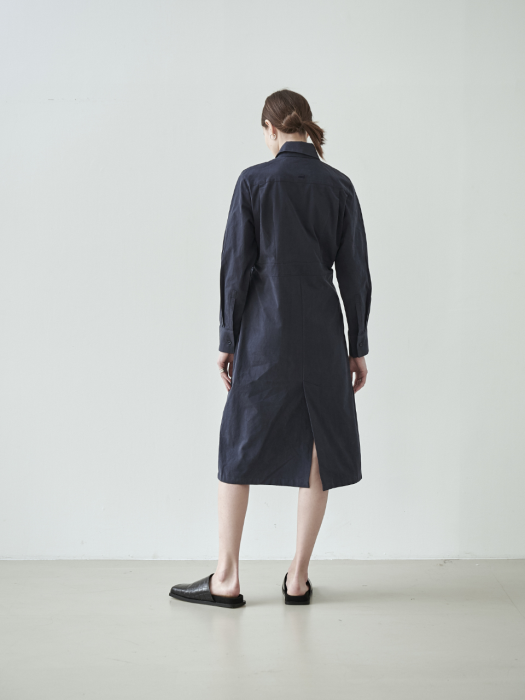 HALF WRAP SHIRT ONE PIECE [NAVY]